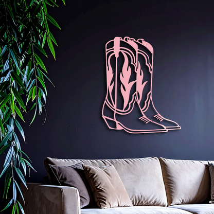 Pink Cowboy Boots Metal Wall Art – Western Rodeo Inspired Decor - KAFGP025 - Tampa Home & Garden Store
