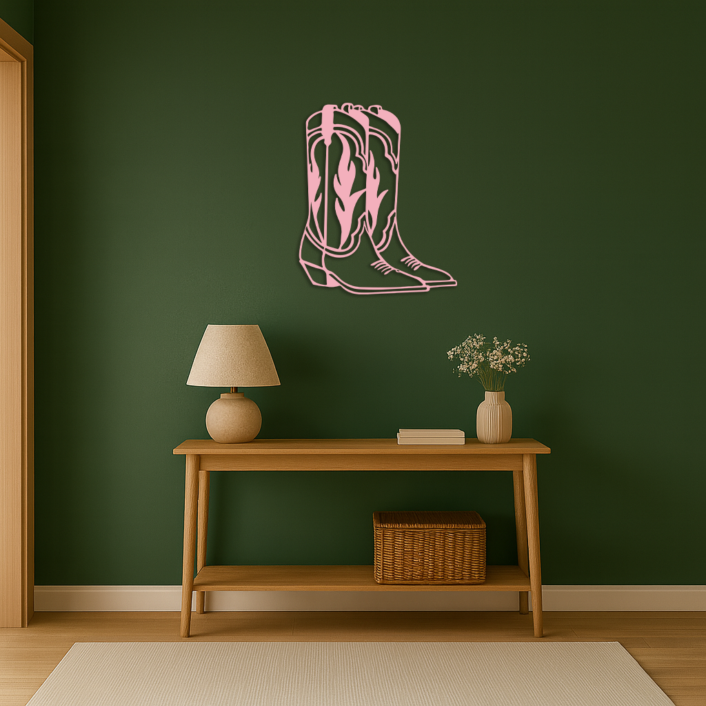 Pink Cowboy Boots Metal Wall Art – Western Rodeo Inspired Decor - KAFGP025 - Tampa Home & Garden Store