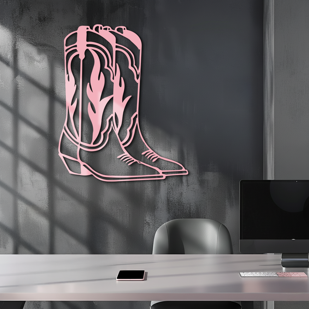 Pink Cowboy Boots Metal Wall Art – Western Rodeo Inspired Decor - KAFGP025 - Tampa Home & Garden Store