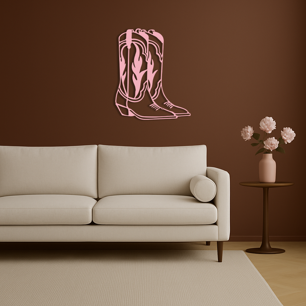 Pink Cowboy Boots Metal Wall Art – Western Rodeo Inspired Decor - KAFGP025 - Tampa Home & Garden Store