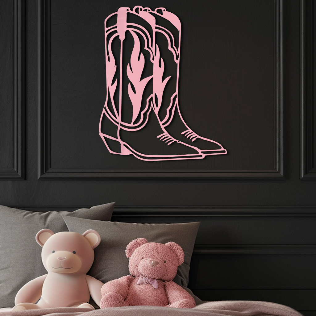 Pink Cowboy Boots Metal Wall Art – Western Rodeo Inspired Decor - KAFGP025 - Tampa Home & Garden Store