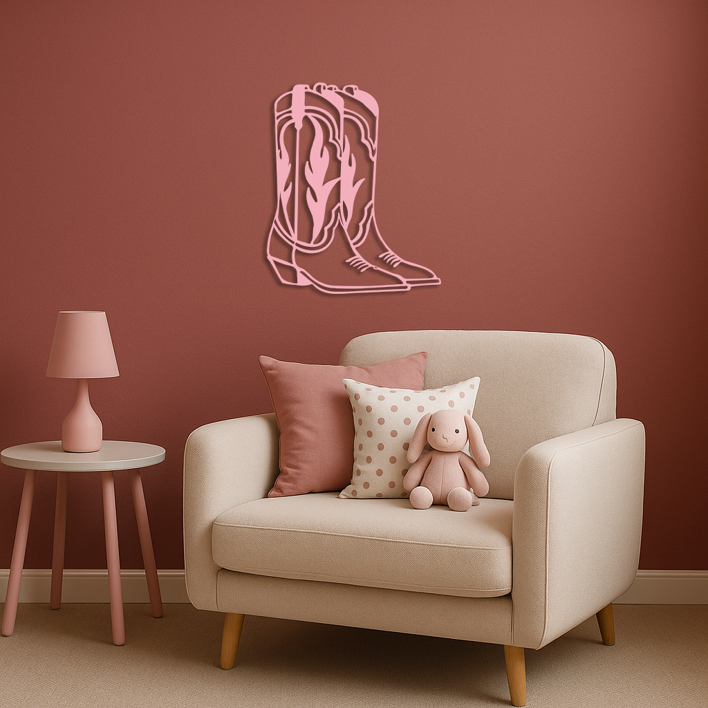 Pink Cowboy Boots Metal Wall Art – Western Rodeo Inspired Decor - KAFGP025 - Tampa Home & Garden Store