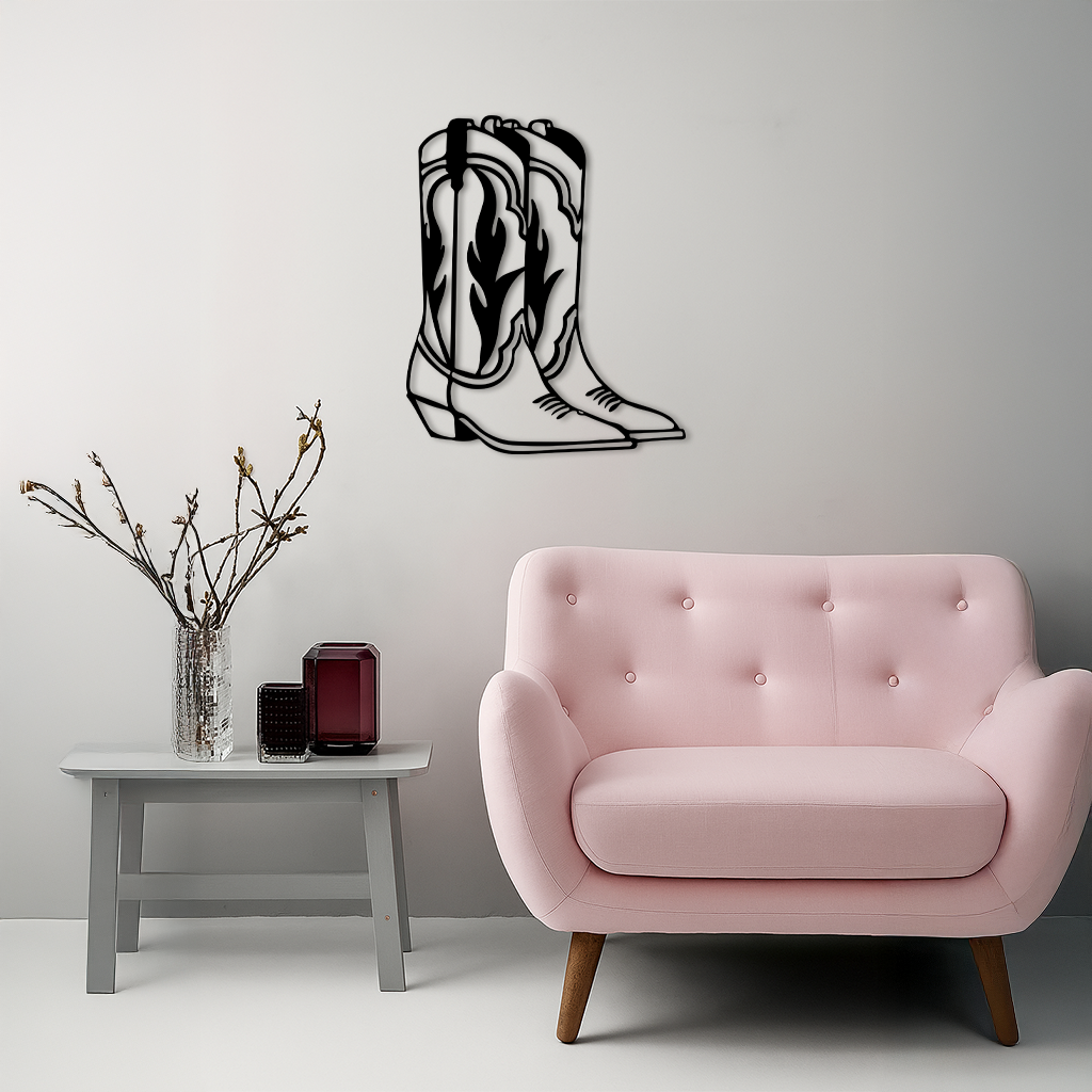 Pink Cowboy Boots Metal Wall Art – Western Rodeo Inspired Decor - KAFGP025 - Tampa Home & Garden Store