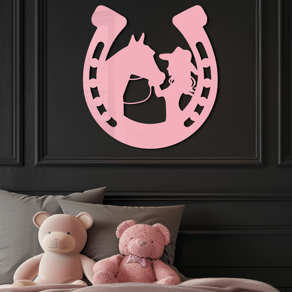Pink Cowgirl and Horse Silhouette Metal Wall Art – Western Horseshoe Decor - KAFGP023 - Tampa Home & Garden Store