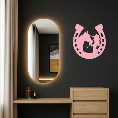 Pink Cowgirl and Horse Silhouette Metal Wall Art – Western Horseshoe Decor - KAFGP023 - Tampa Home & Garden Store