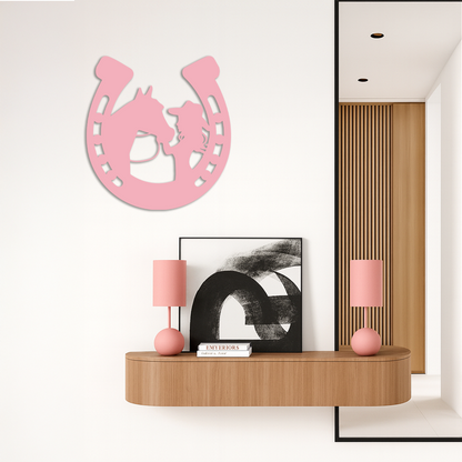 Pink Cowgirl and Horse Silhouette Metal Wall Art – Western Horseshoe Decor - KAFGP023 - Tampa Home & Garden Store