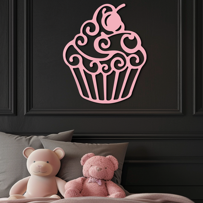 Pink Cupcake Silhouette Metal Wall Art – Sweet Dessert-Inspired Kitchen Decor - KAFGP024 - Tampa Home & Garden Store