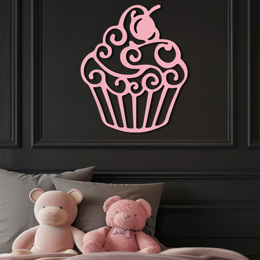 Pink Cupcake Silhouette Metal Wall Art – Sweet Dessert-Inspired Kitchen Decor - KAFGP024 - Tampa Home & Garden Store