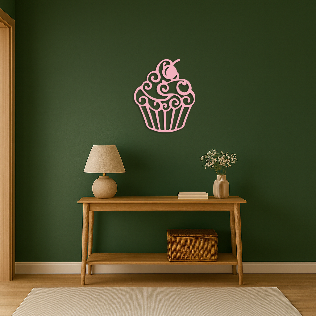 Pink Cupcake Silhouette Metal Wall Art – Sweet Dessert-Inspired Kitchen Decor - KAFGP024 - Tampa Home & Garden Store