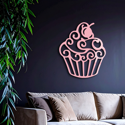 Pink Cupcake Silhouette Metal Wall Art – Sweet Dessert-Inspired Kitchen Decor - KAFGP024 - Tampa Home & Garden Store