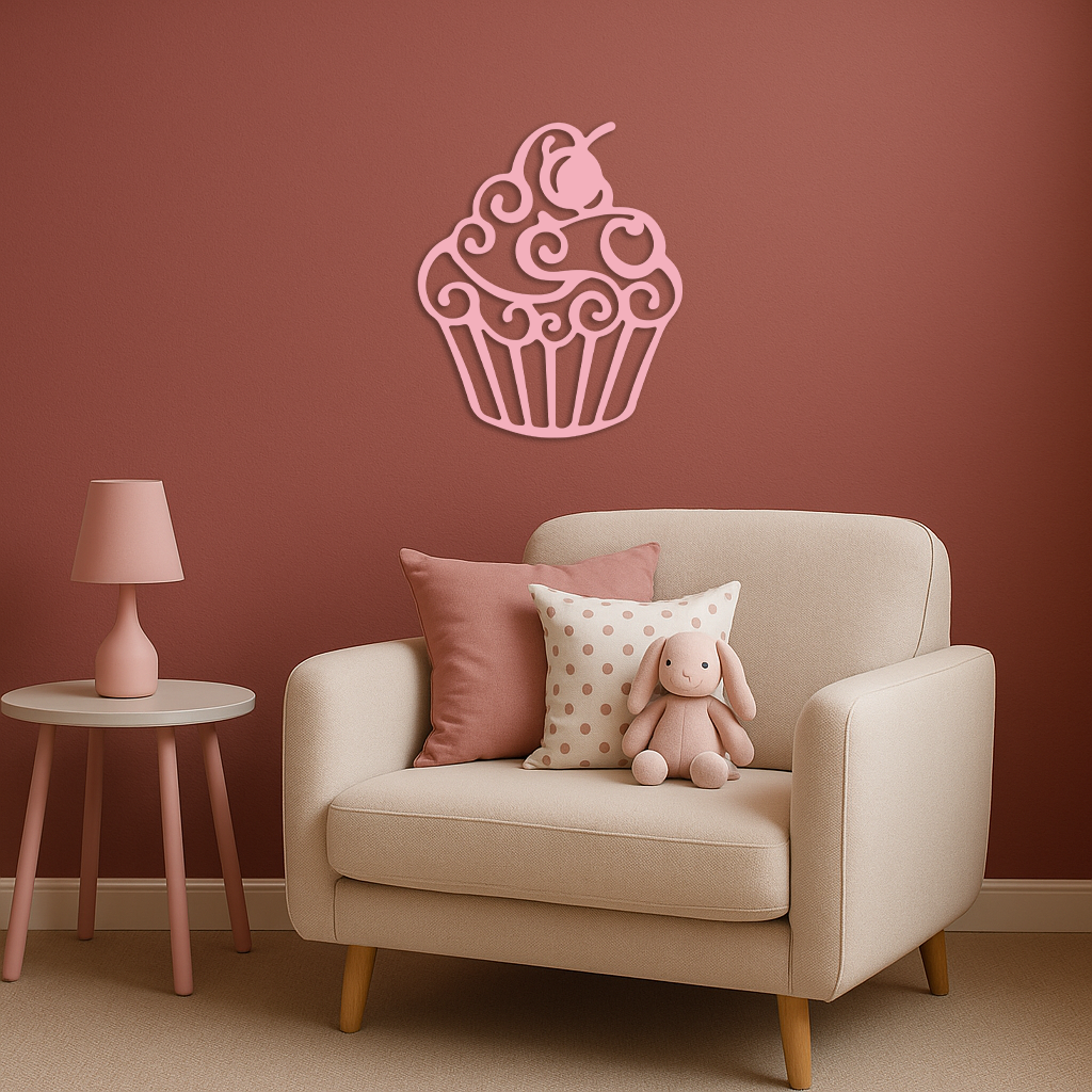 Pink Cupcake Silhouette Metal Wall Art – Sweet Dessert-Inspired Kitchen Decor - KAFGP024 - Tampa Home & Garden Store