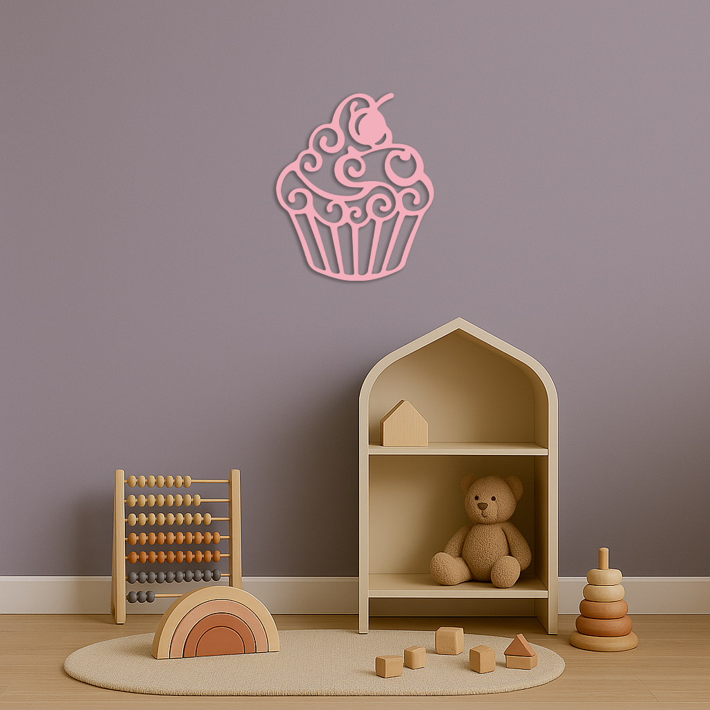 Pink Cupcake Silhouette Metal Wall Art – Sweet Dessert-Inspired Kitchen Decor - KAFGP024 - Tampa Home & Garden Store
