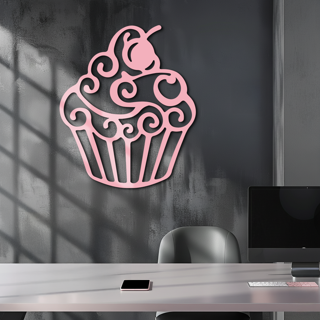 Pink Cupcake Silhouette Metal Wall Art – Sweet Dessert-Inspired Kitchen Decor - KAFGP024 - Tampa Home & Garden Store