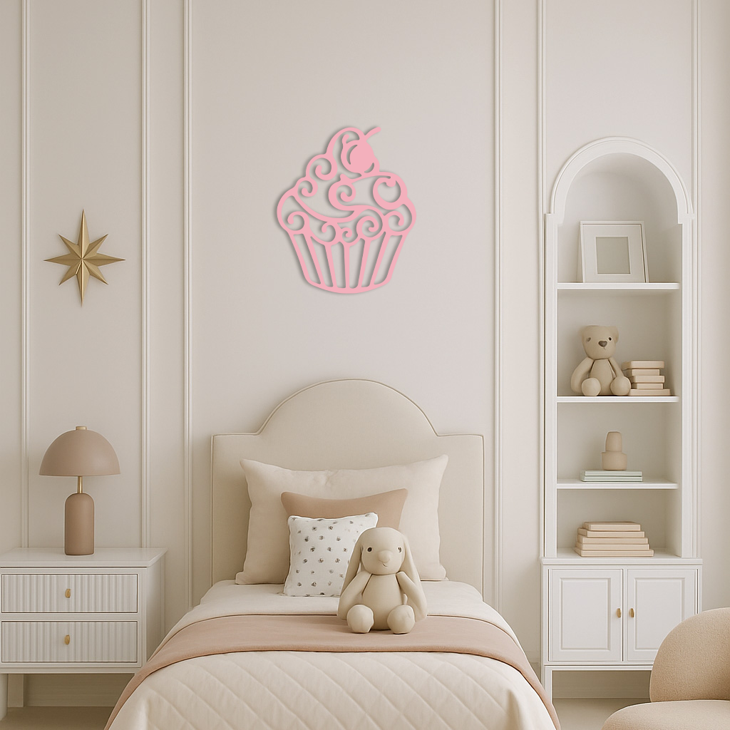 Pink Cupcake Silhouette Metal Wall Art – Sweet Dessert-Inspired Kitchen Decor - KAFGP024 - Tampa Home & Garden Store
