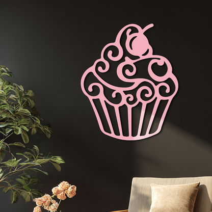 Pink Cupcake Silhouette Metal Wall Art – Sweet Dessert-Inspired Kitchen Decor - KAFGP024 - Tampa Home & Garden Store