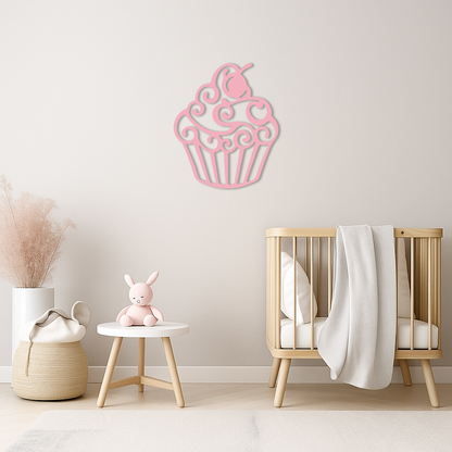 Pink Cupcake Silhouette Metal Wall Art – Sweet Dessert-Inspired Kitchen Decor - KAFGP024 - Tampa Home & Garden Store