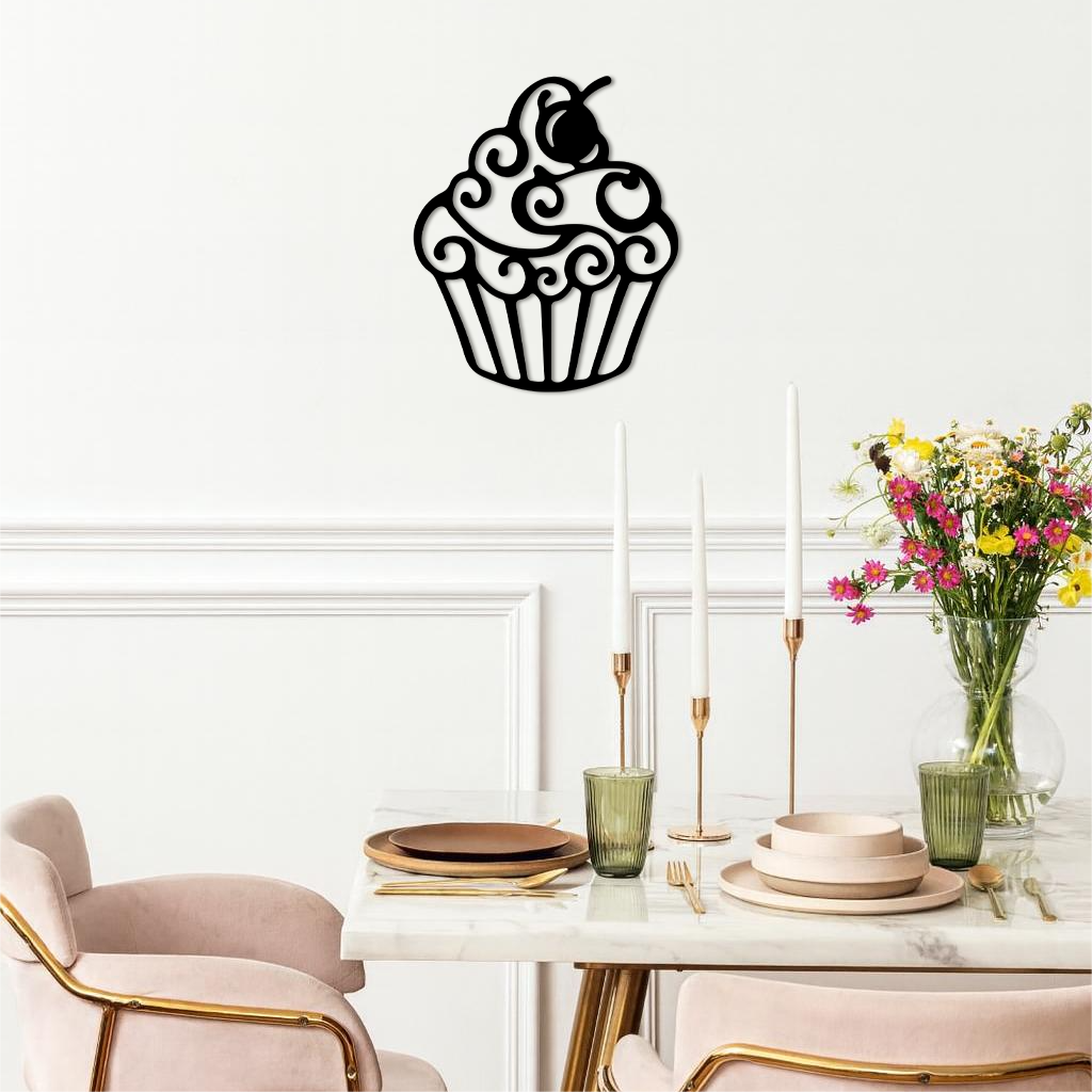Pink Cupcake Silhouette Metal Wall Art – Sweet Dessert-Inspired Kitchen Decor - KAFGP024 - Tampa Home & Garden Store