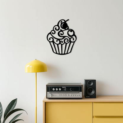 Pink Cupcake Silhouette Metal Wall Art – Sweet Dessert-Inspired Kitchen Decor - KAFGP024 - Tampa Home & Garden Store