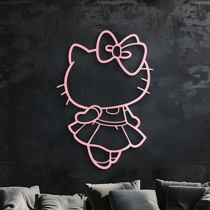 Pink Cute Cat Silhouette Metal Wall Art – Playful Character Design - KAFGP007 - Tampa Home & Garden Store