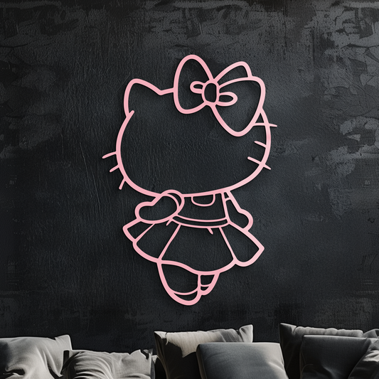Pink Cute Cat Silhouette Metal Wall Art – Playful Character Design - KAFGP007 - Tampa Home & Garden Store
