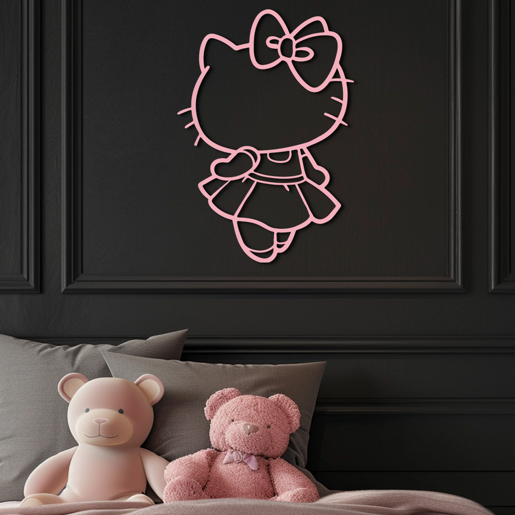 Pink Cute Cat Silhouette Metal Wall Art – Playful Character Design - KAFGP007 - Tampa Home & Garden Store