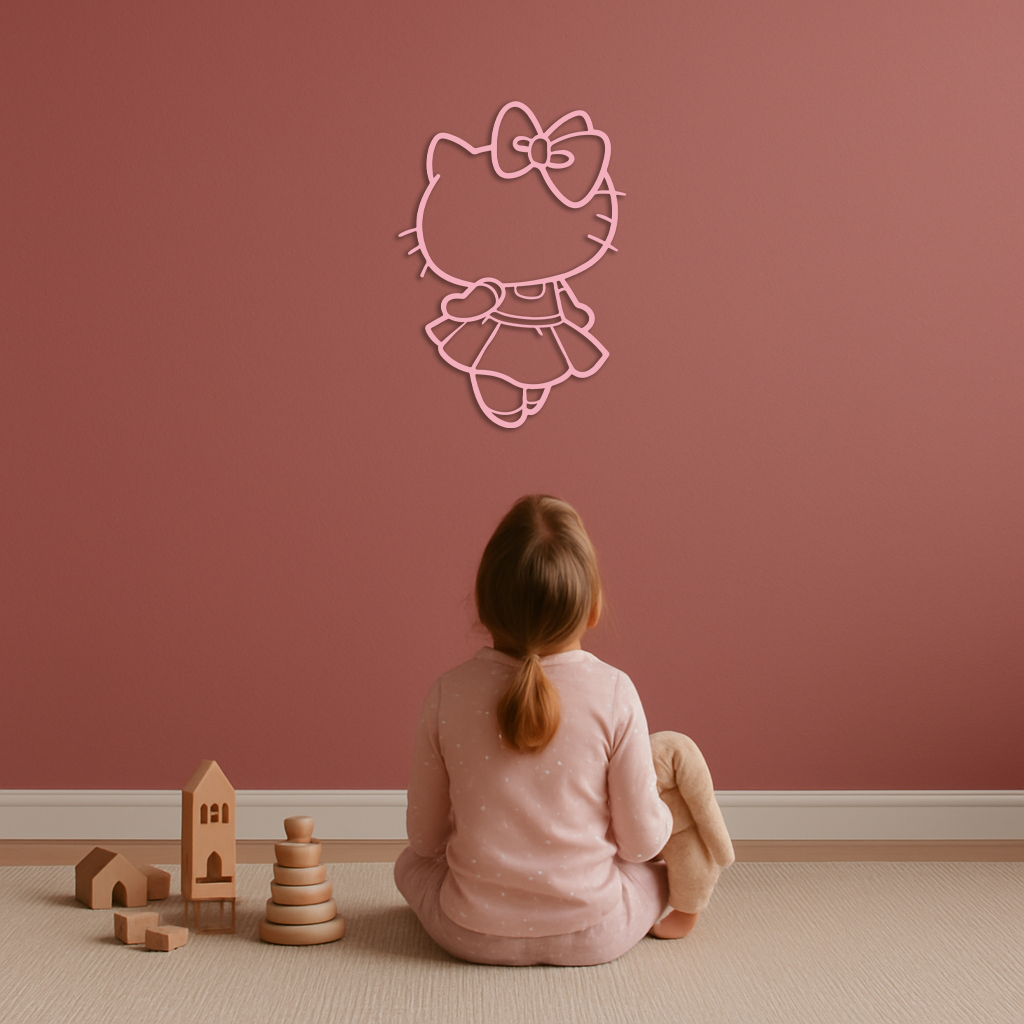 Pink Cute Cat Silhouette Metal Wall Art – Playful Character Design - KAFGP007 - Tampa Home & Garden Store