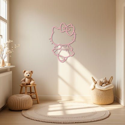 Pink Cute Cat Silhouette Metal Wall Art – Playful Character Design - KAFGP007 - Tampa Home & Garden Store