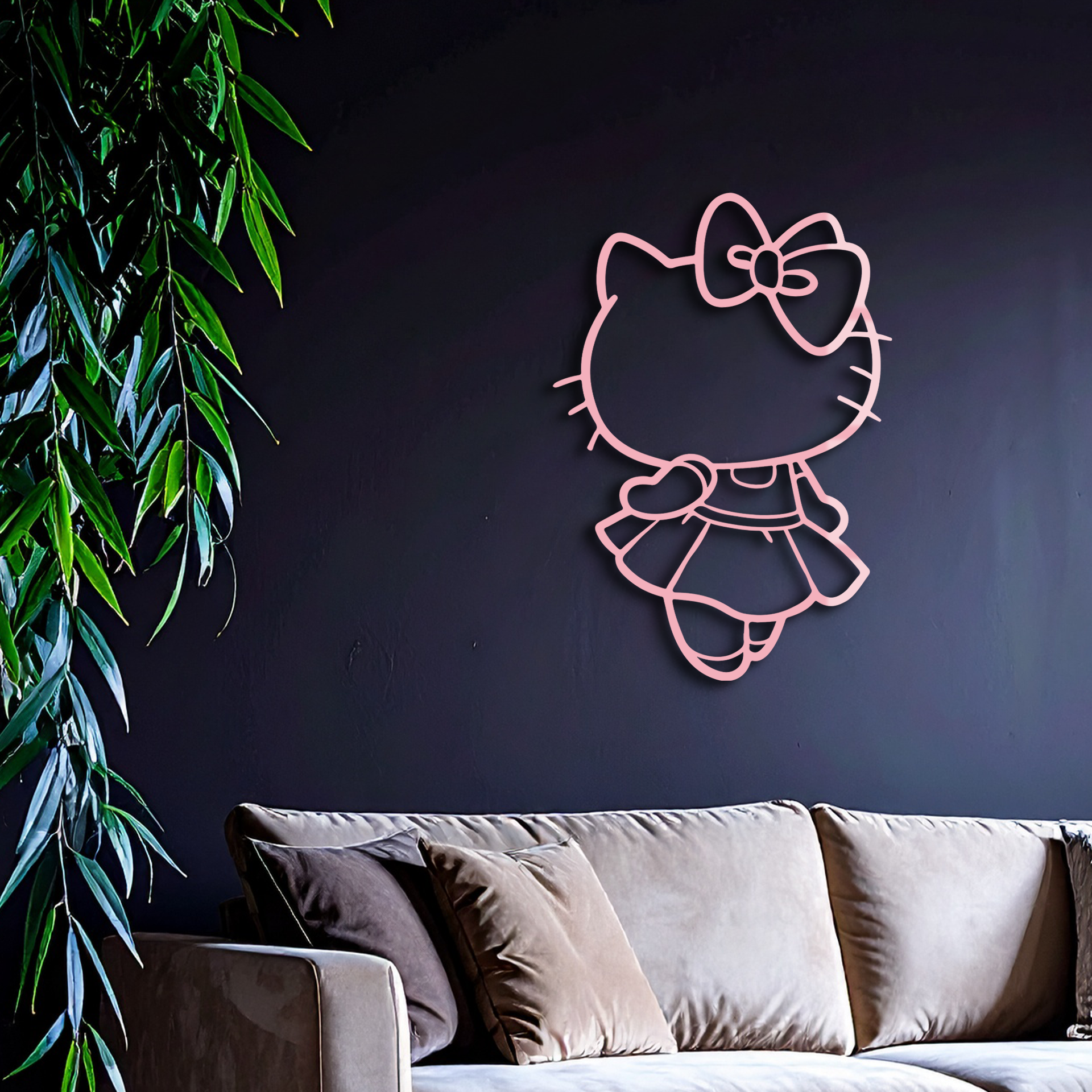 Pink Cute Cat Silhouette Metal Wall Art – Playful Character Design - KAFGP007 - Tampa Home & Garden Store
