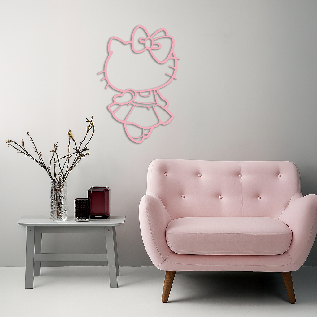 Pink Cute Cat Silhouette Metal Wall Art – Playful Character Design - KAFGP007 - Tampa Home & Garden Store