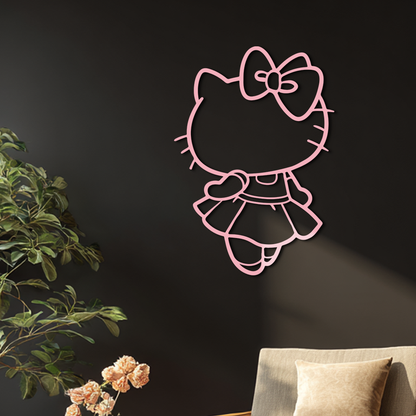 Pink Cute Cat Silhouette Metal Wall Art – Playful Character Design - KAFGP007 - Tampa Home & Garden Store