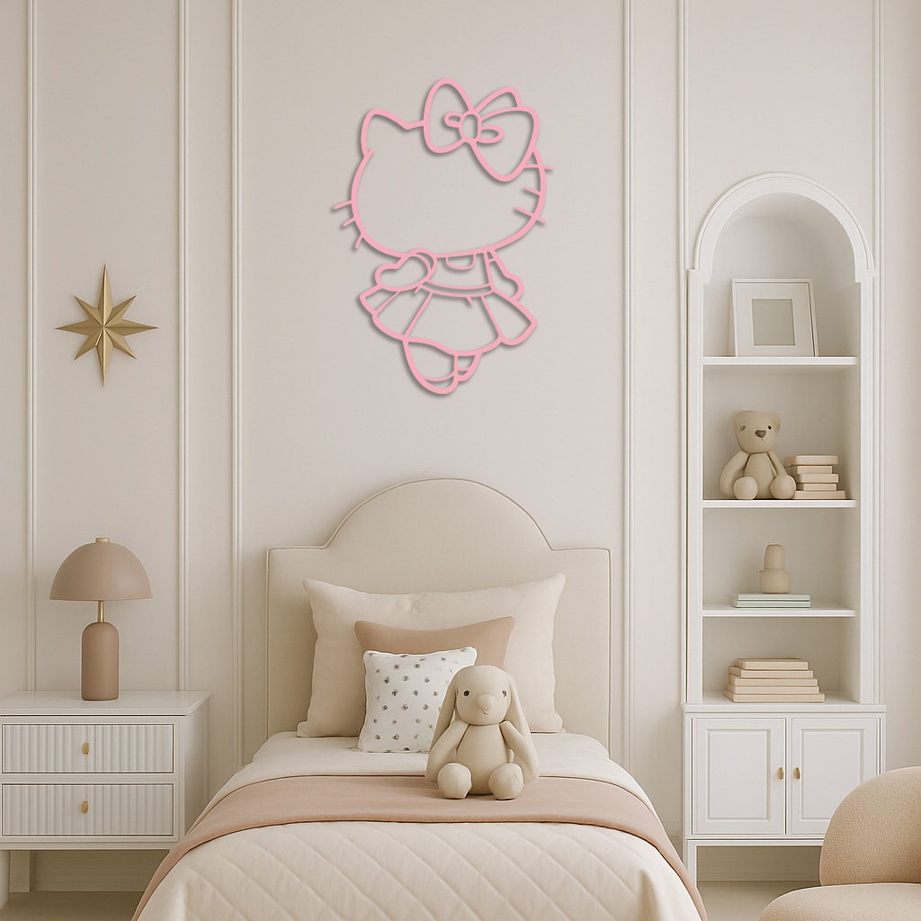 Pink Cute Cat Silhouette Metal Wall Art – Playful Character Design - KAFGP007 - Tampa Home & Garden Store