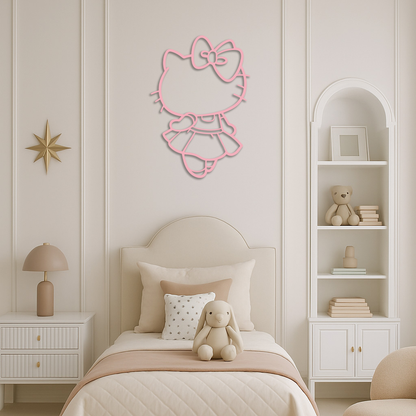 Pink Cute Cat Silhouette Metal Wall Art – Playful Character Design - KAFGP007 - Tampa Home & Garden Store