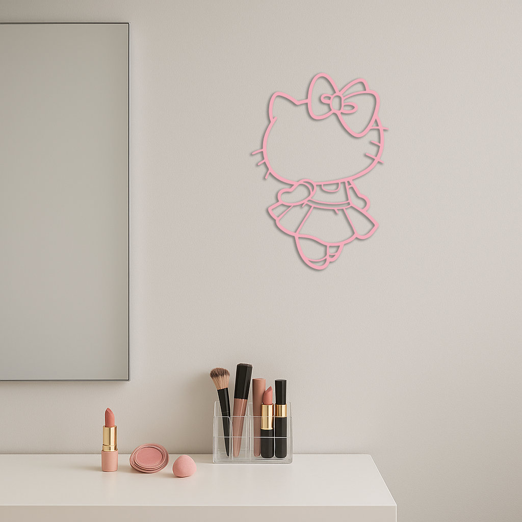 Pink Cute Cat Silhouette Metal Wall Art – Playful Character Design - KAFGP007 - Tampa Home & Garden Store