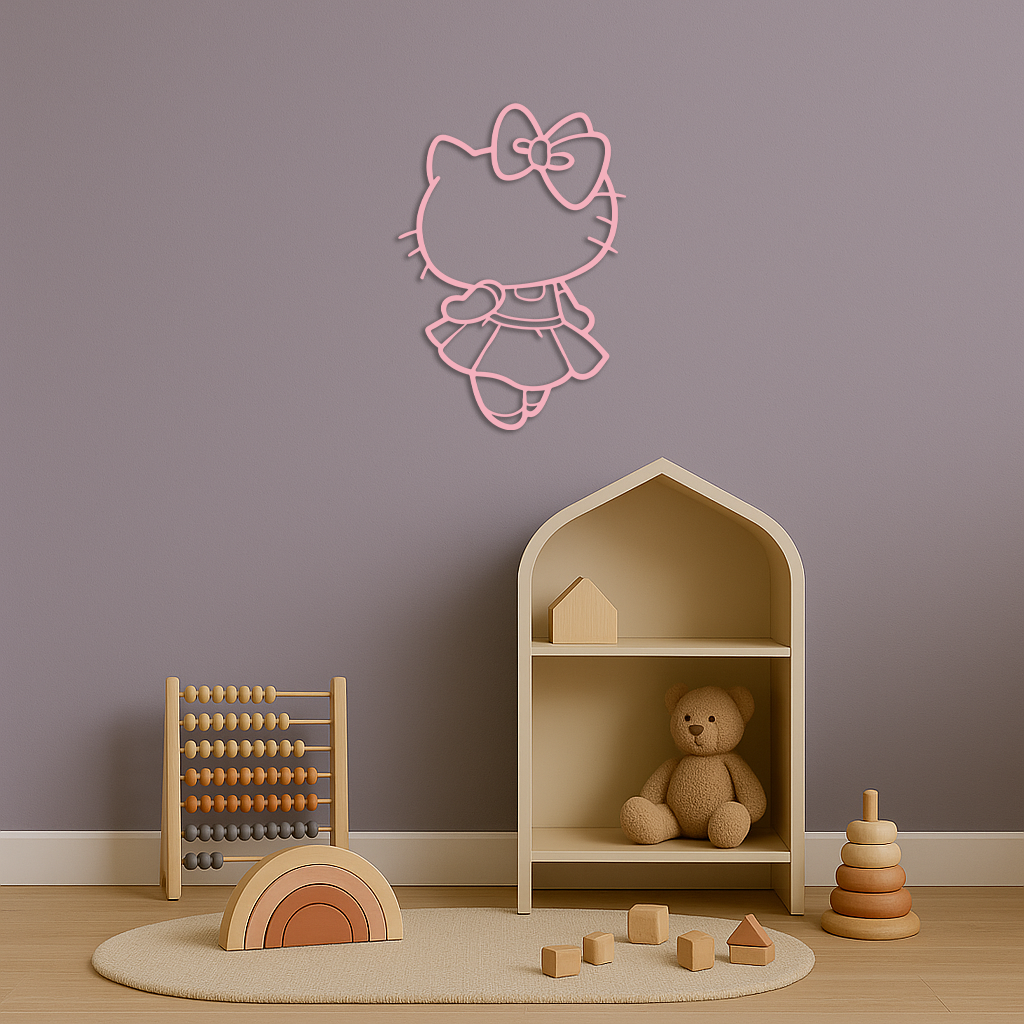 Pink Cute Cat Silhouette Metal Wall Art – Playful Character Design - KAFGP007 - Tampa Home & Garden Store