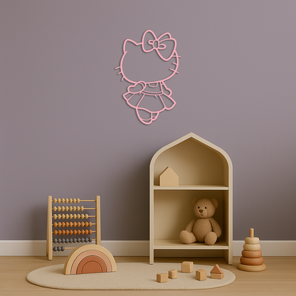 Pink Cute Cat Silhouette Metal Wall Art – Playful Character Design - KAFGP007 - Tampa Home & Garden Store