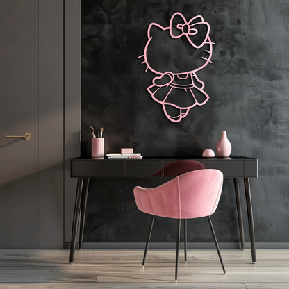 Pink Cute Cat Silhouette Metal Wall Art – Playful Character Design - KAFGP007 - Tampa Home & Garden Store