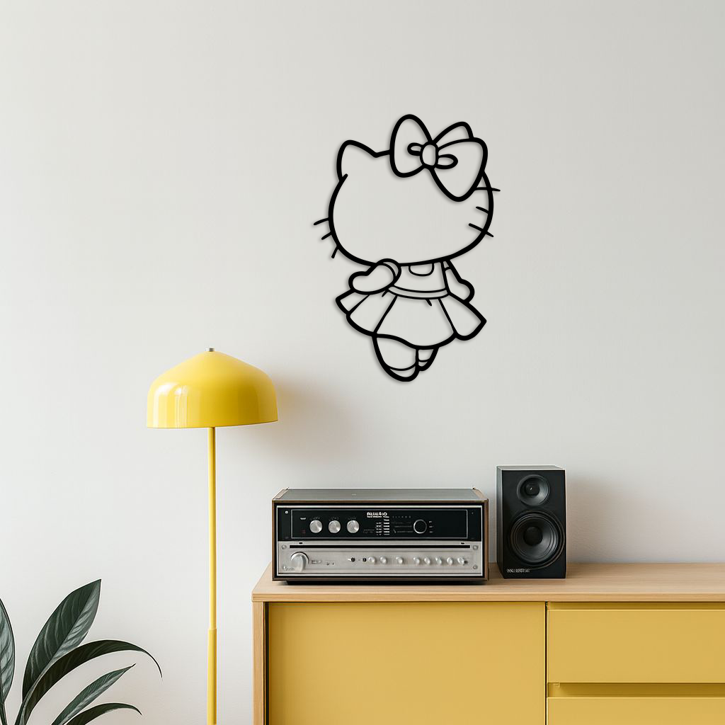 Pink Cute Cat Silhouette Metal Wall Art – Playful Character Design - KAFGP007 - Tampa Home & Garden Store