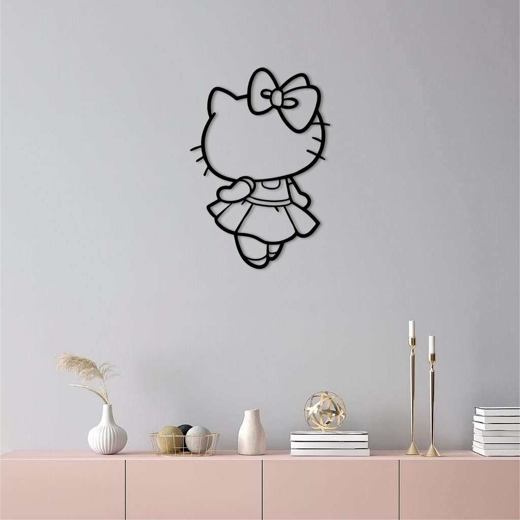 Pink Cute Cat Silhouette Metal Wall Art – Playful Character Design - KAFGP007 - Tampa Home & Garden Store