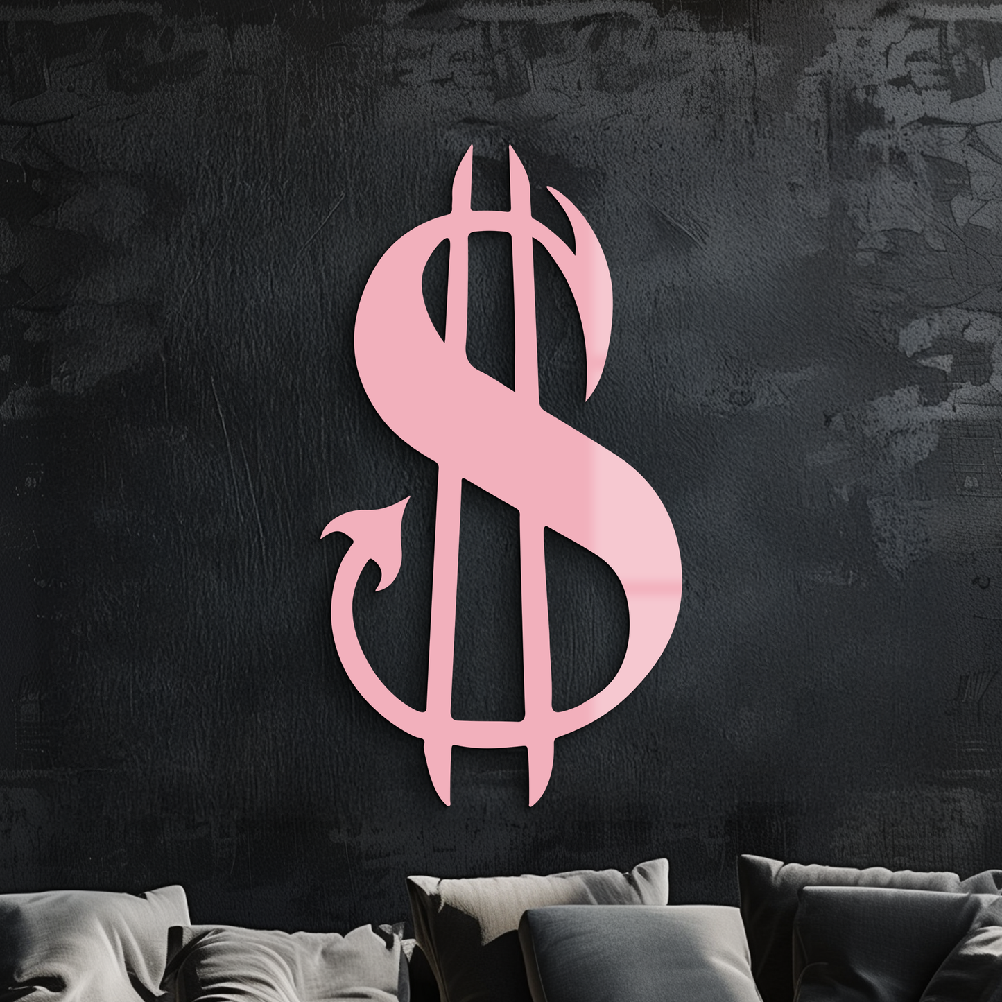 Pink Devil Dollar Symbol Metal Wall Art – Bold Statement Decor - KAFGP001 - Tampa Home & Garden Store