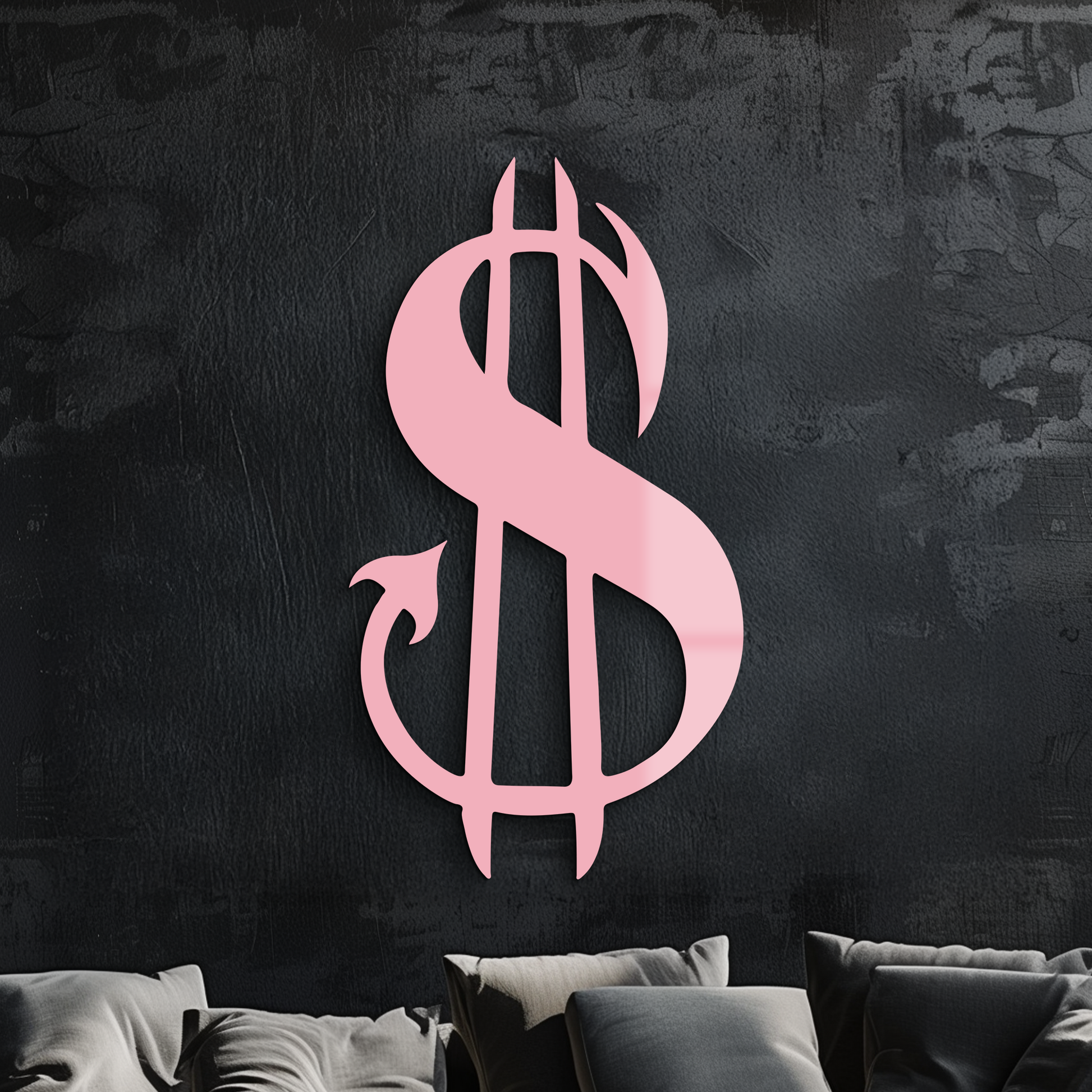 Pink Devil Dollar Symbol Metal Wall Art – Bold Statement Decor - KAFGP001 - Tampa Home & Garden Store