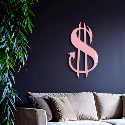 Pink Devil Dollar Symbol Metal Wall Art – Bold Statement Decor - KAFGP001 - Tampa Home & Garden Store