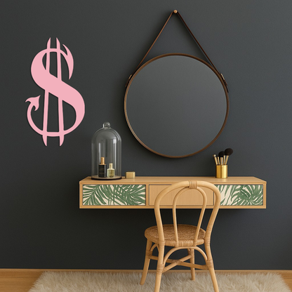 Pink Devil Dollar Symbol Metal Wall Art – Bold Statement Decor - KAFGP001 - Tampa Home & Garden Store