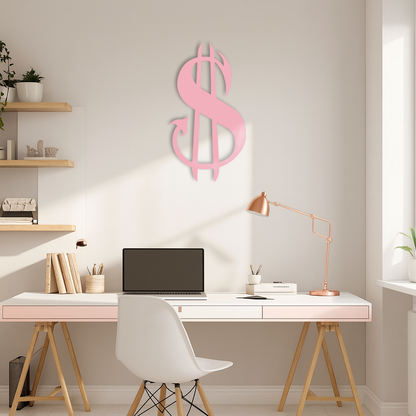 Pink Devil Dollar Symbol Metal Wall Art – Bold Statement Decor - KAFGP001 - Tampa Home & Garden Store