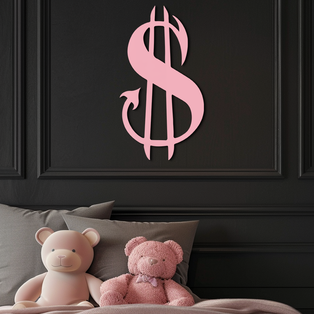 Pink Devil Dollar Symbol Metal Wall Art – Bold Statement Decor - KAFGP001 - Tampa Home & Garden Store