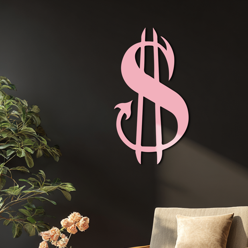 Pink Devil Dollar Symbol Metal Wall Art – Bold Statement Decor - KAFGP001 - Tampa Home & Garden Store