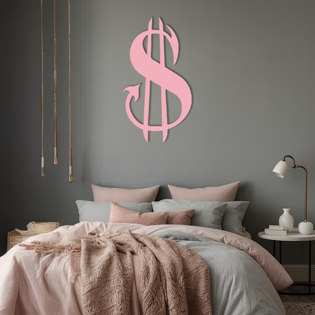 Pink Devil Dollar Symbol Metal Wall Art – Bold Statement Decor - KAFGP001 - Tampa Home & Garden Store