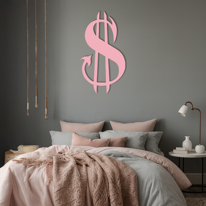 Pink Devil Dollar Symbol Metal Wall Art – Bold Statement Decor - KAFGP001 - Tampa Home & Garden Store