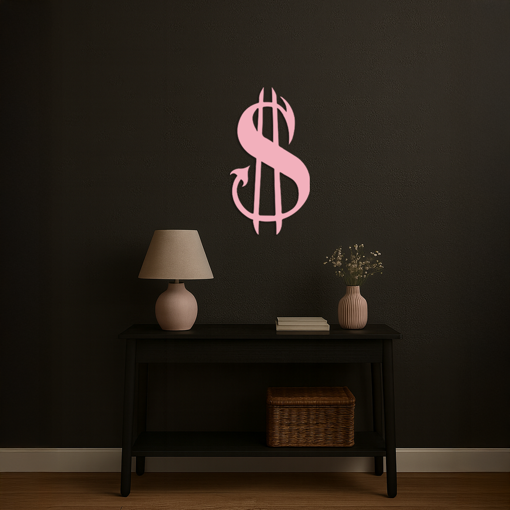 Pink Devil Dollar Symbol Metal Wall Art – Bold Statement Decor - KAFGP001 - Tampa Home & Garden Store
