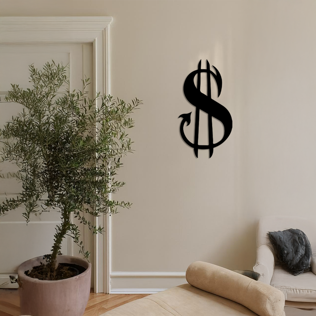 Pink Devil Dollar Symbol Metal Wall Art – Bold Statement Decor - KAFGP001 - Tampa Home & Garden Store