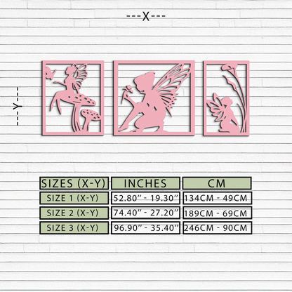Pink Fairy Trio Metal Wall Art – Set of Three Fantasy Silhouette Panels - KAFGP156 - Tampa Home & Garden Store